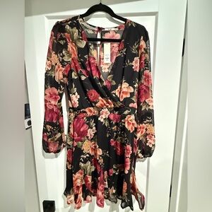 NWT Floral Black and Pink Women's Dress